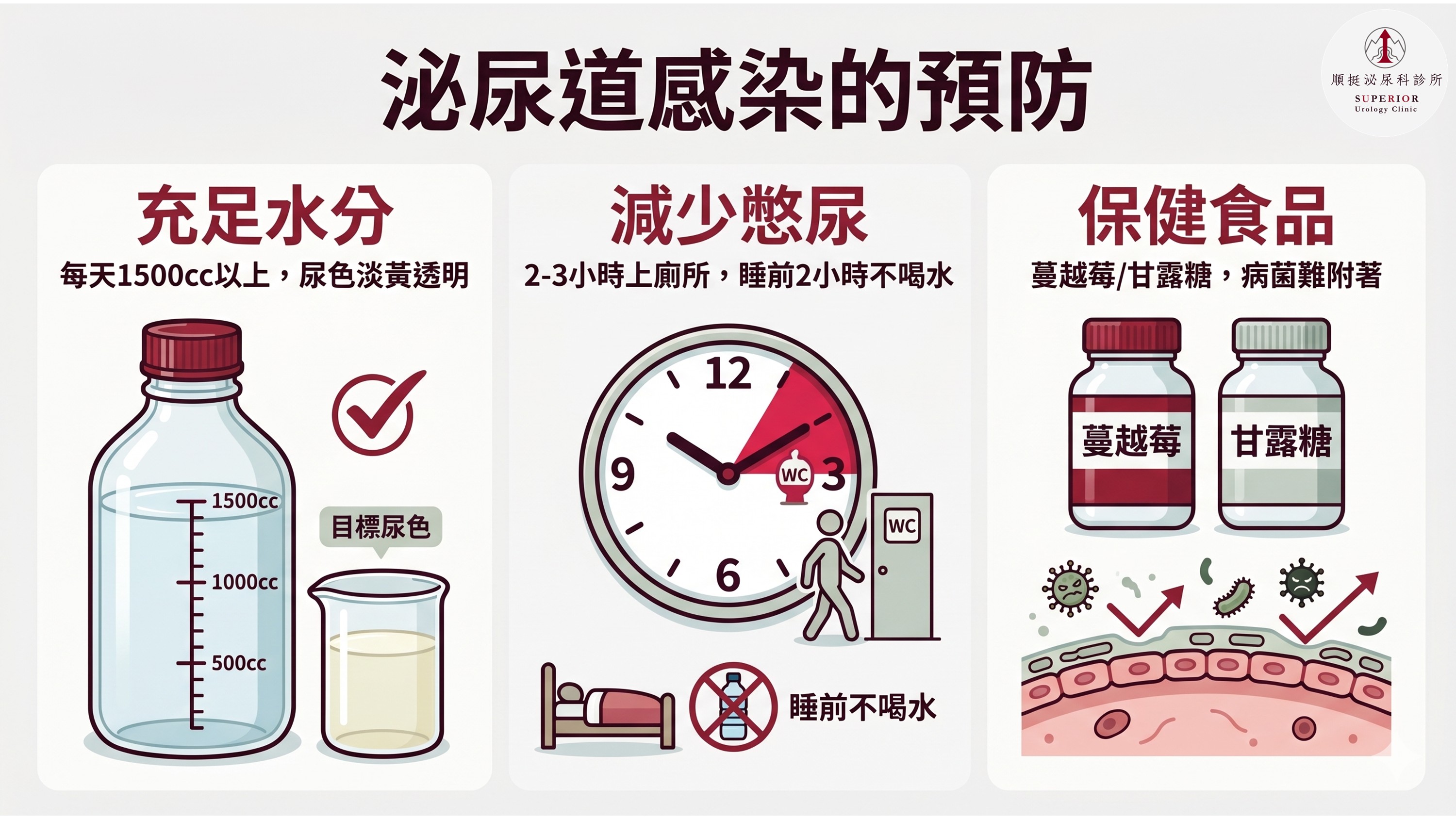 蔓越莓與D-甘露糖預防泌尿道感染比較表