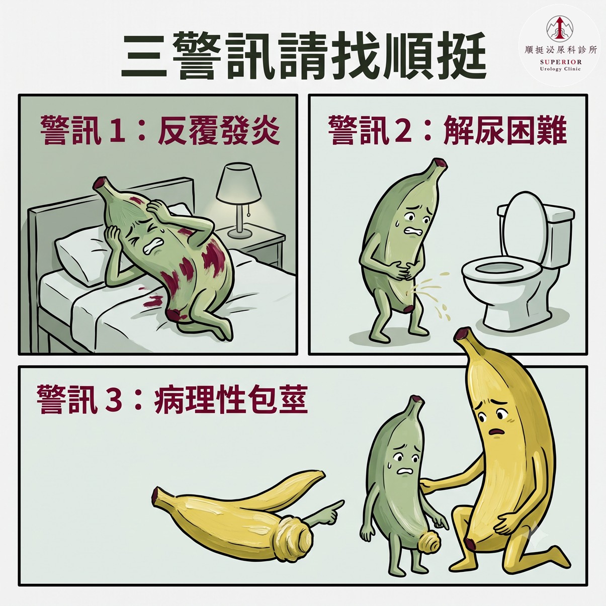 三警訊請找順挺:反覆發炎、解尿困難或病理性包莖
